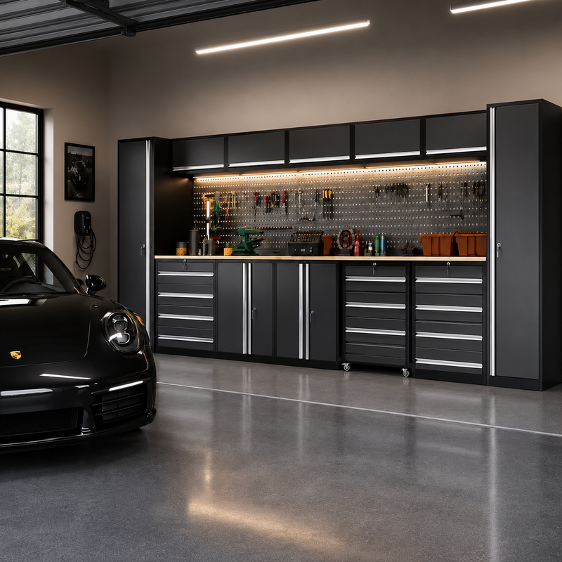 Cabinet with Car Repair Garage Workshop